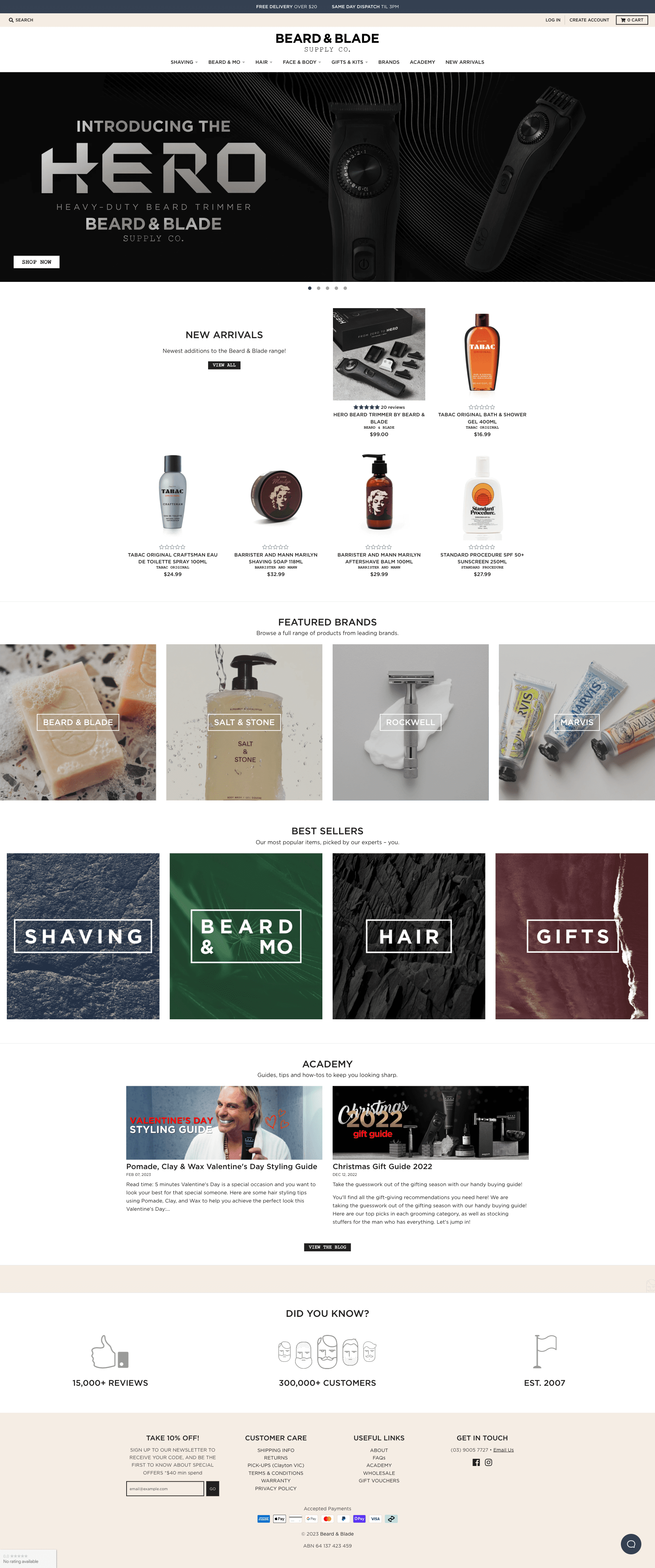 Beard & Blade Shopify Store Showcase